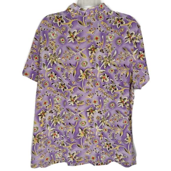 VTG NWT Charter Club Purple Floral 100% Silk Button Up Skirt Set Women 14W - Picture 4 of 16